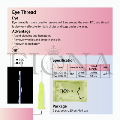 25mm Pdo Pclの下の目の容積の損失のための吸収性の糸の上昇Wのタイプ鈍いCannula