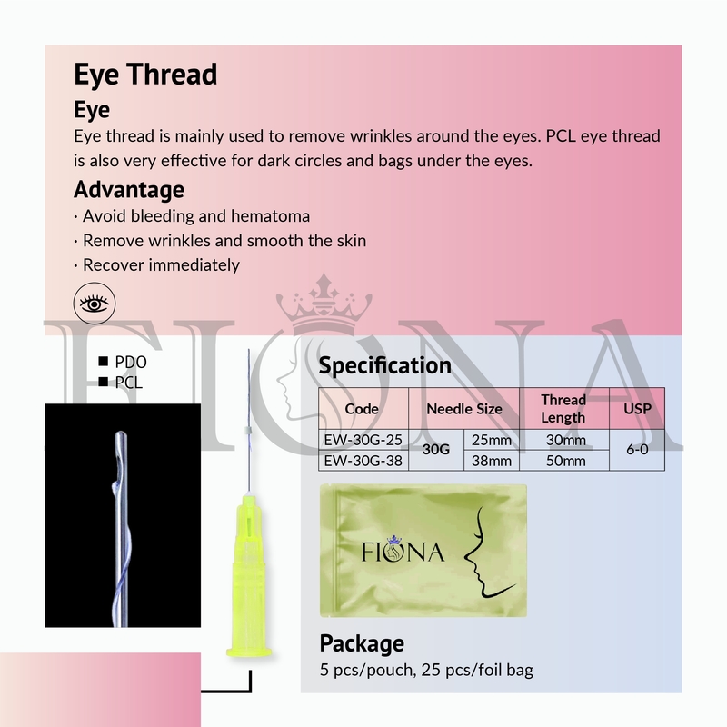 25mm Pdo Pclの下の目の容積の損失のための吸収性の糸の上昇Wのタイプ鈍いCannula